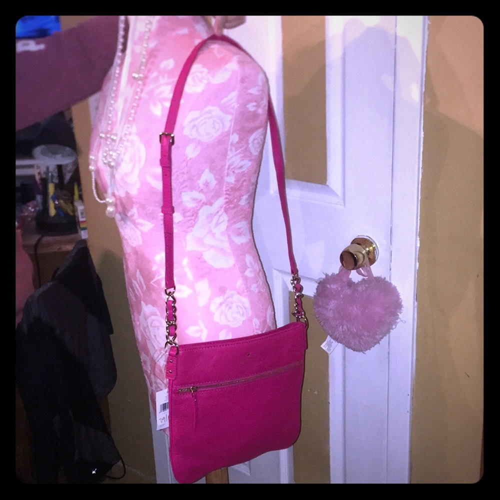 Bright pink soft leather kate spade crossbody
